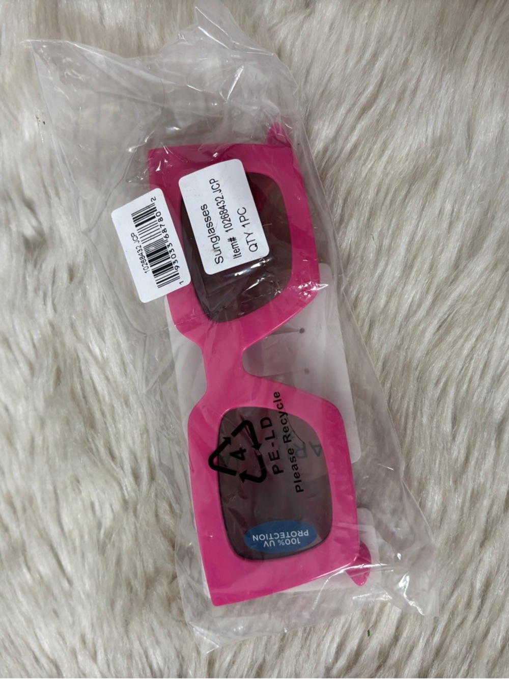 Hot Pink Rectangular Sunglasses